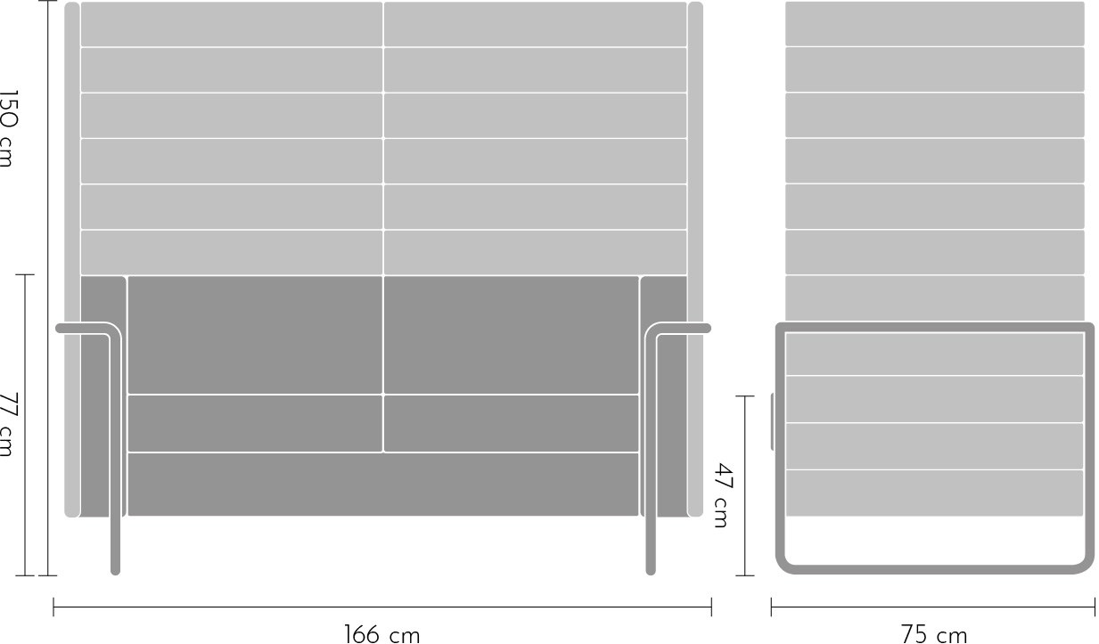 Alcove two-seat dimension drawing